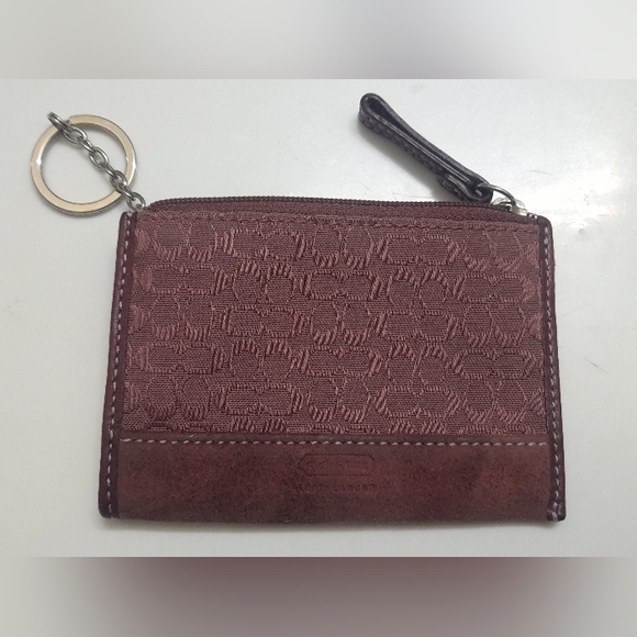 Coach Patterned Keychain Card Wallet In Plum - Picture 6 of 12